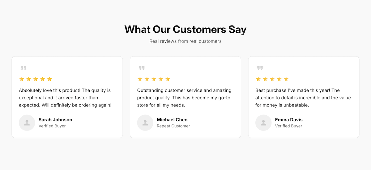 Screenshot de Testimonials